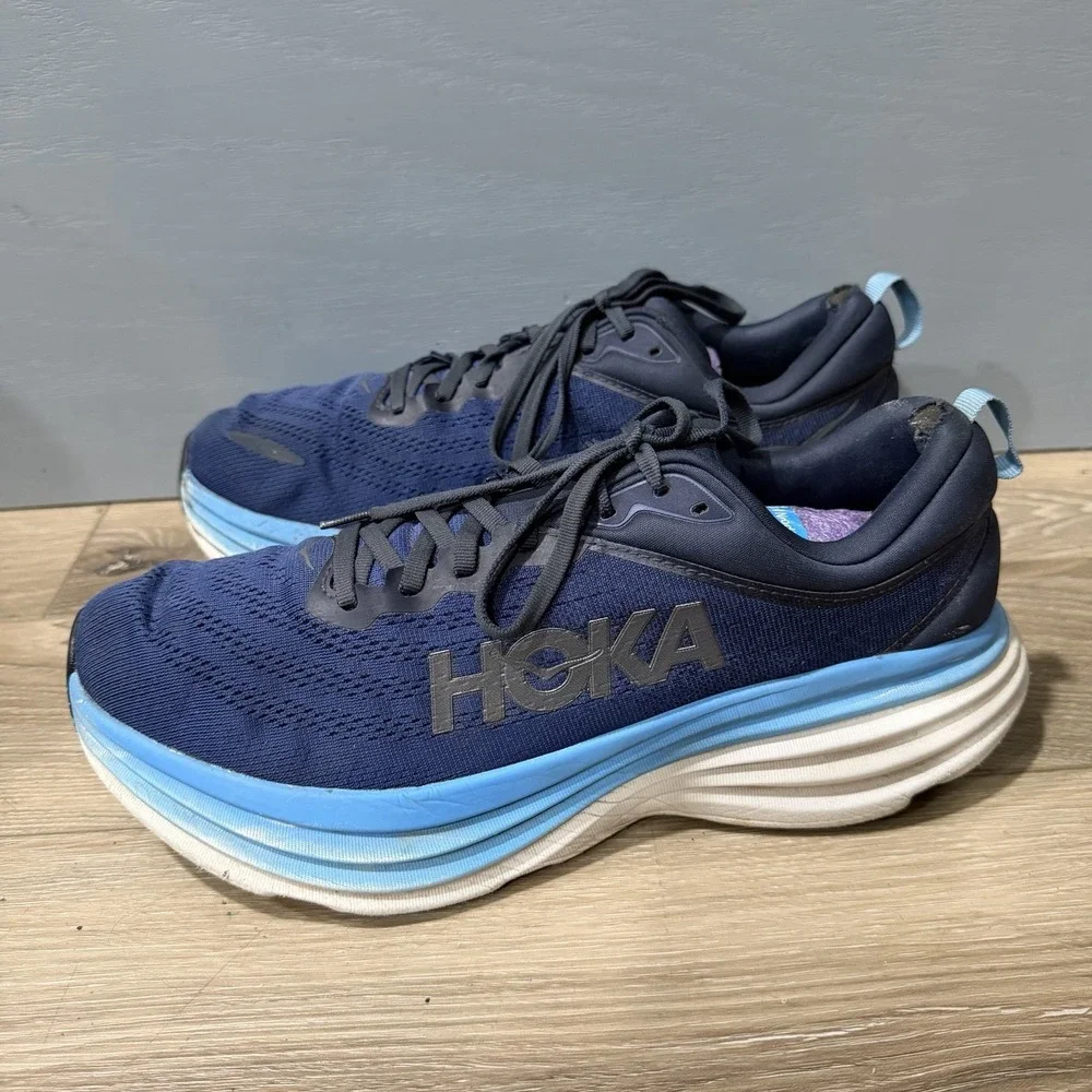 Hoka One One Men Bondi 8 Blue Outer Space Running Shoe 1123202 Size 11.5D